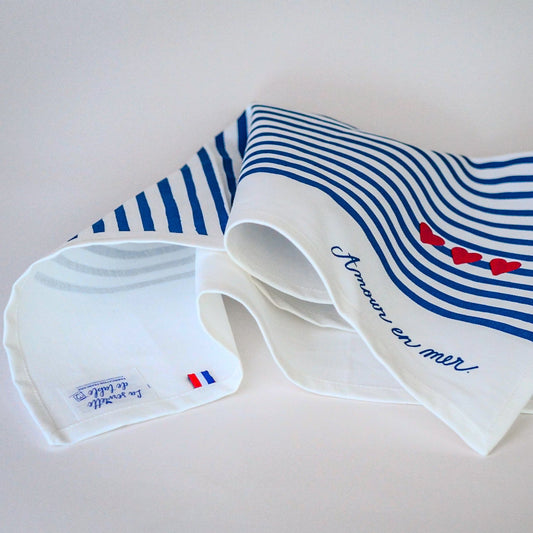 Le coffret de 2 serviettes de table - La Serviette de Table - Linge de table -  "Amour en mer"