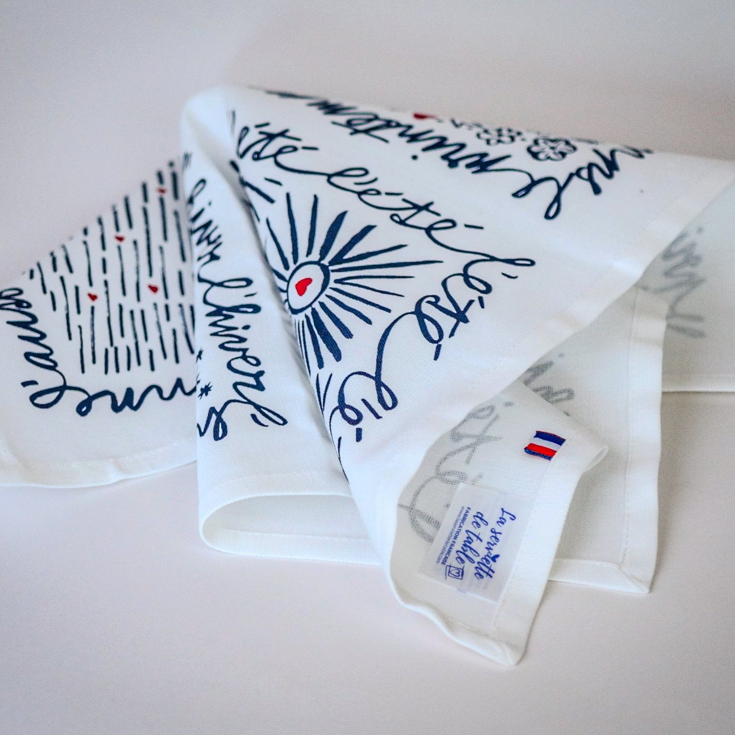 Set of 2 napkins - La Serviette de Table - Table linen - "The 4 seasons"