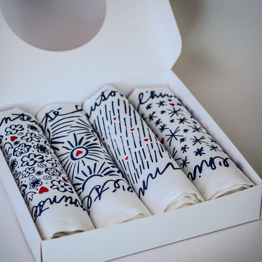 Coffret de 4 serviettes de table - La Serviette de Table - Linge de table - "Les 4 saisons"