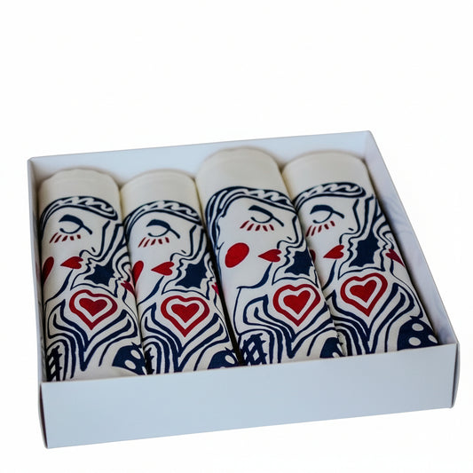 Coffret 4 serviettes Les Eternels Amoureux ouvert