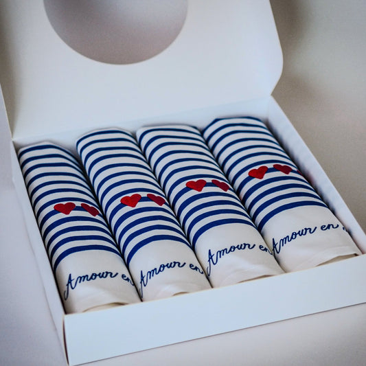 Coffret de 4 serviettes de table - La Serviette de Table - Linge de table -  "Amour en mer"