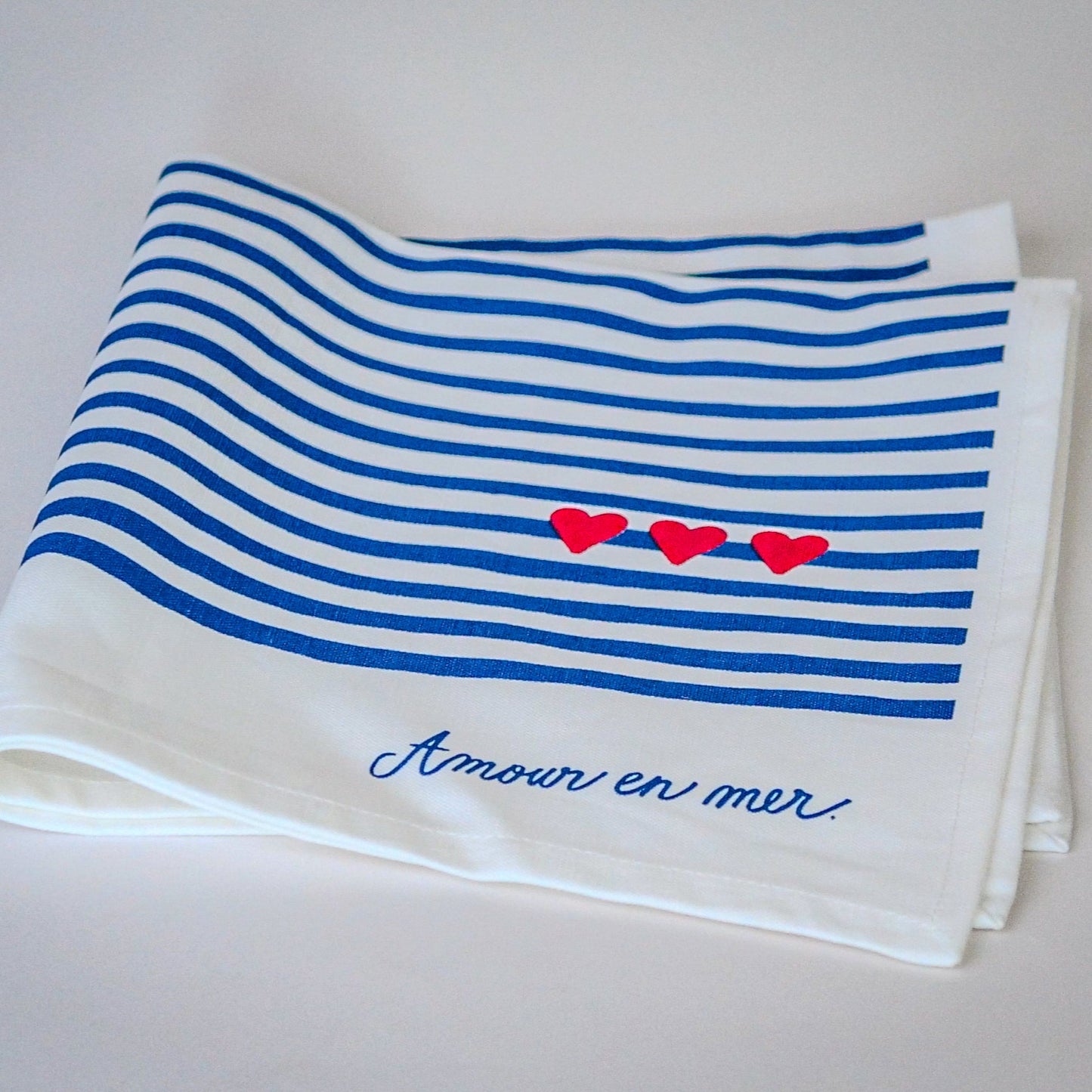 Coffret de 4 serviettes de table - La Serviette de Table - Linge de table -  "Amour en mer"