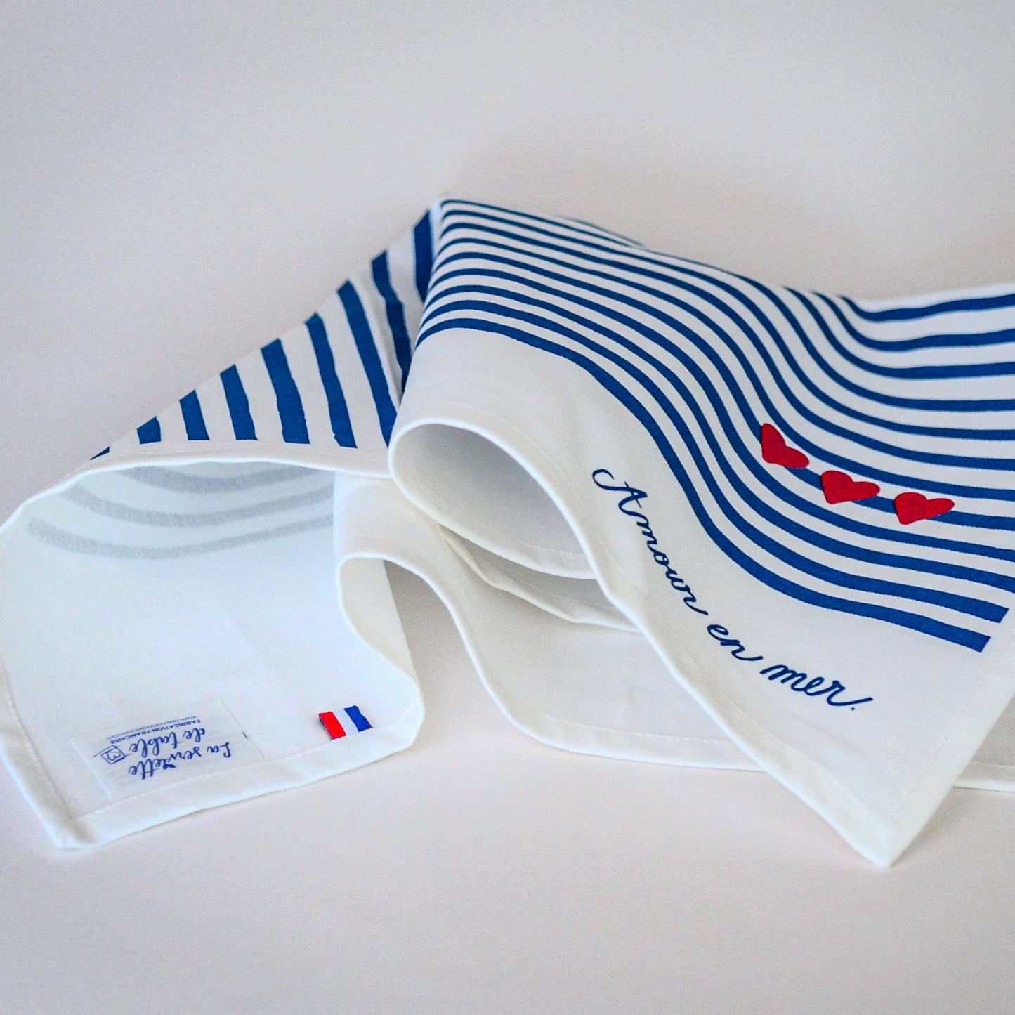 Coffret de 4 serviettes de table - La Serviette de Table - Linge de table -  "Amour en mer"