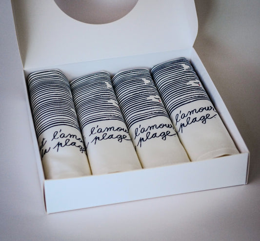 Coffret de 4 serviettes de table  - La Serviette de Table - Linge de table - "Amour à la plage"