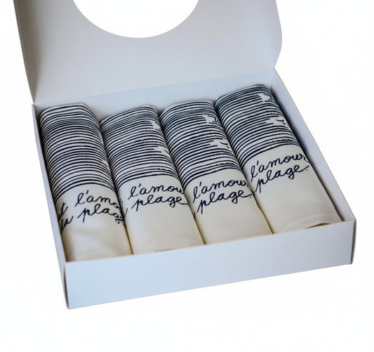 Coffret de 4 serviettes de table - La Serviette de Table - Linge de table - "Amour à la plage"