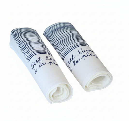 Le coffret de 2 serviettes de table - Linge de table - "Amour à la plage"