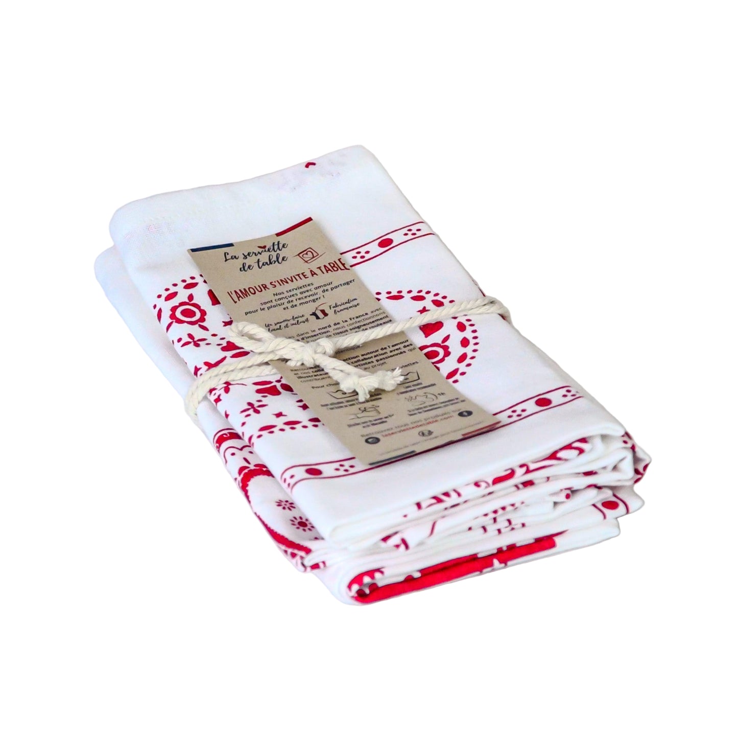 Nappe en tissu "cœurs de Noël" rectangulaire 150 x 250 cm