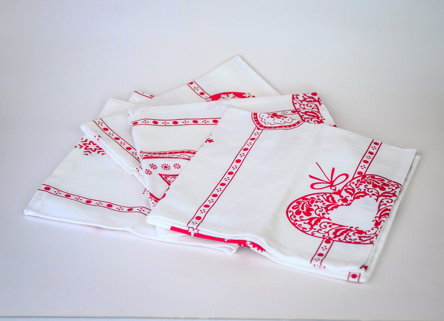 Lot de 4 serviette de table de Noël "Amour" - Linge de table