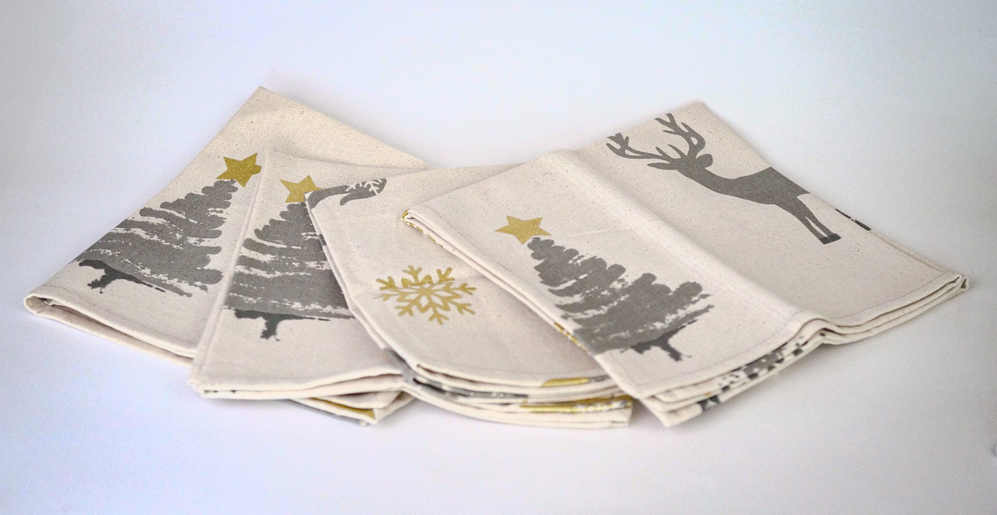Lot de 4 serviettes de table de Noël "Sapin" - Linge de table