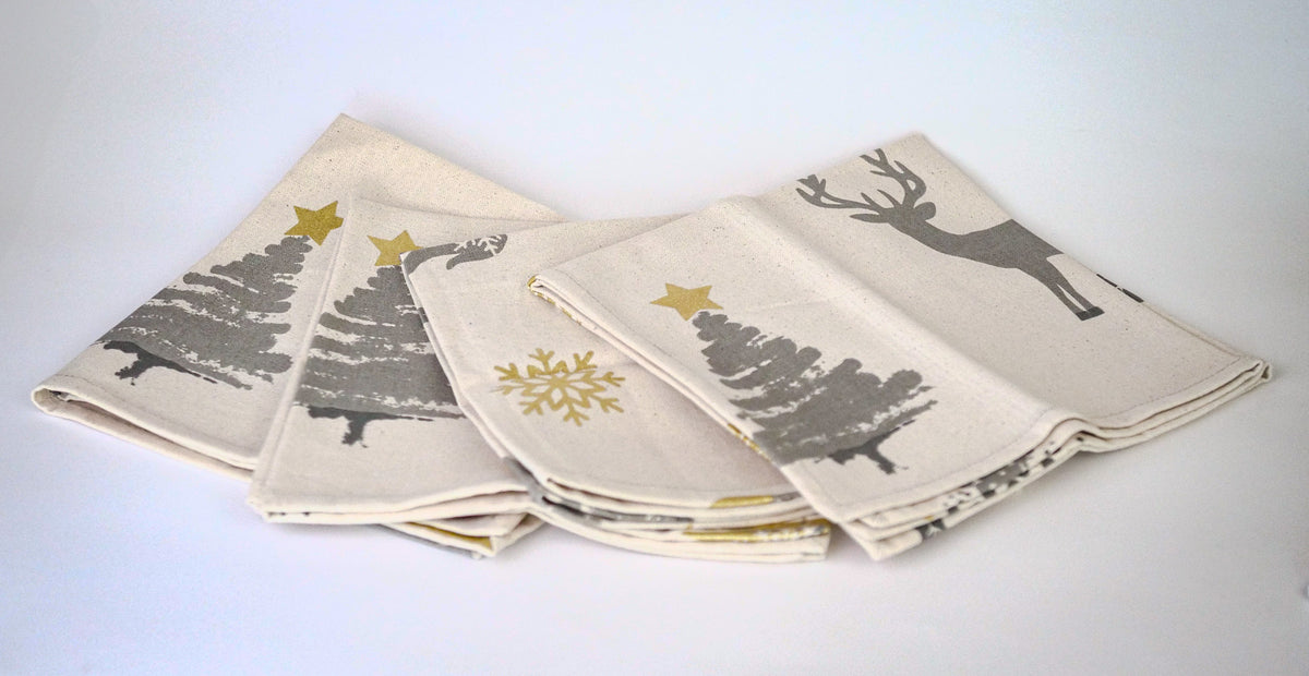 Lot de 6 serviettes de table de Noël "Sapin" en tissu
