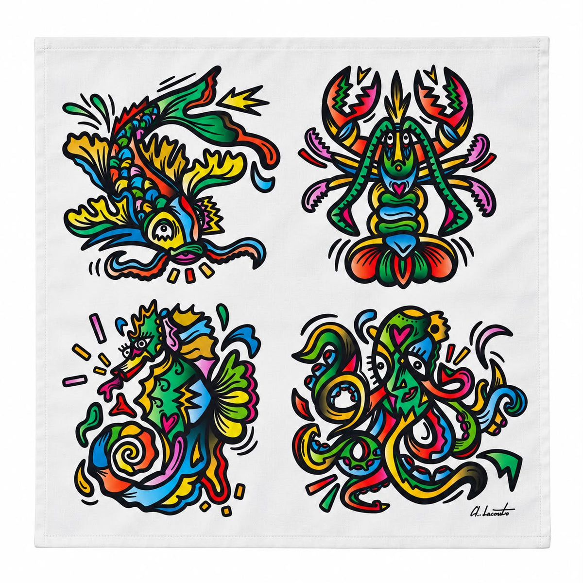 La serviettes de table "Crustacés" en collab avec Christopher Lecoutre
