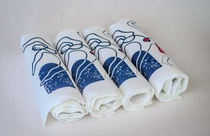 Coffret de 4 serviettes de table "Les âmes sœurs"
