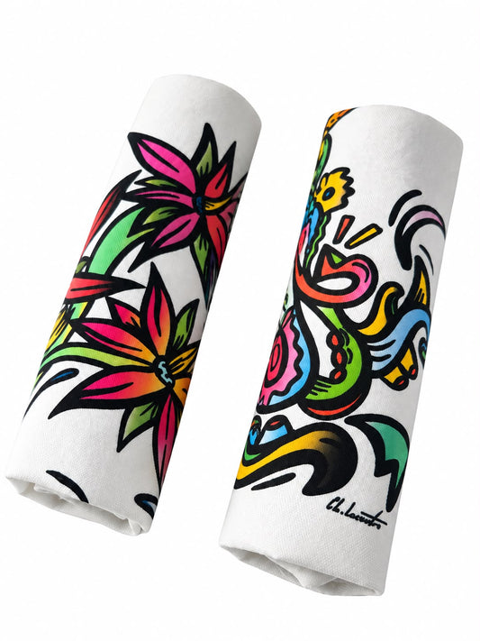 Coffret 2 serviettes de table "Crustacés" et "Fleurs" en collab avec Christopher Lecoutre