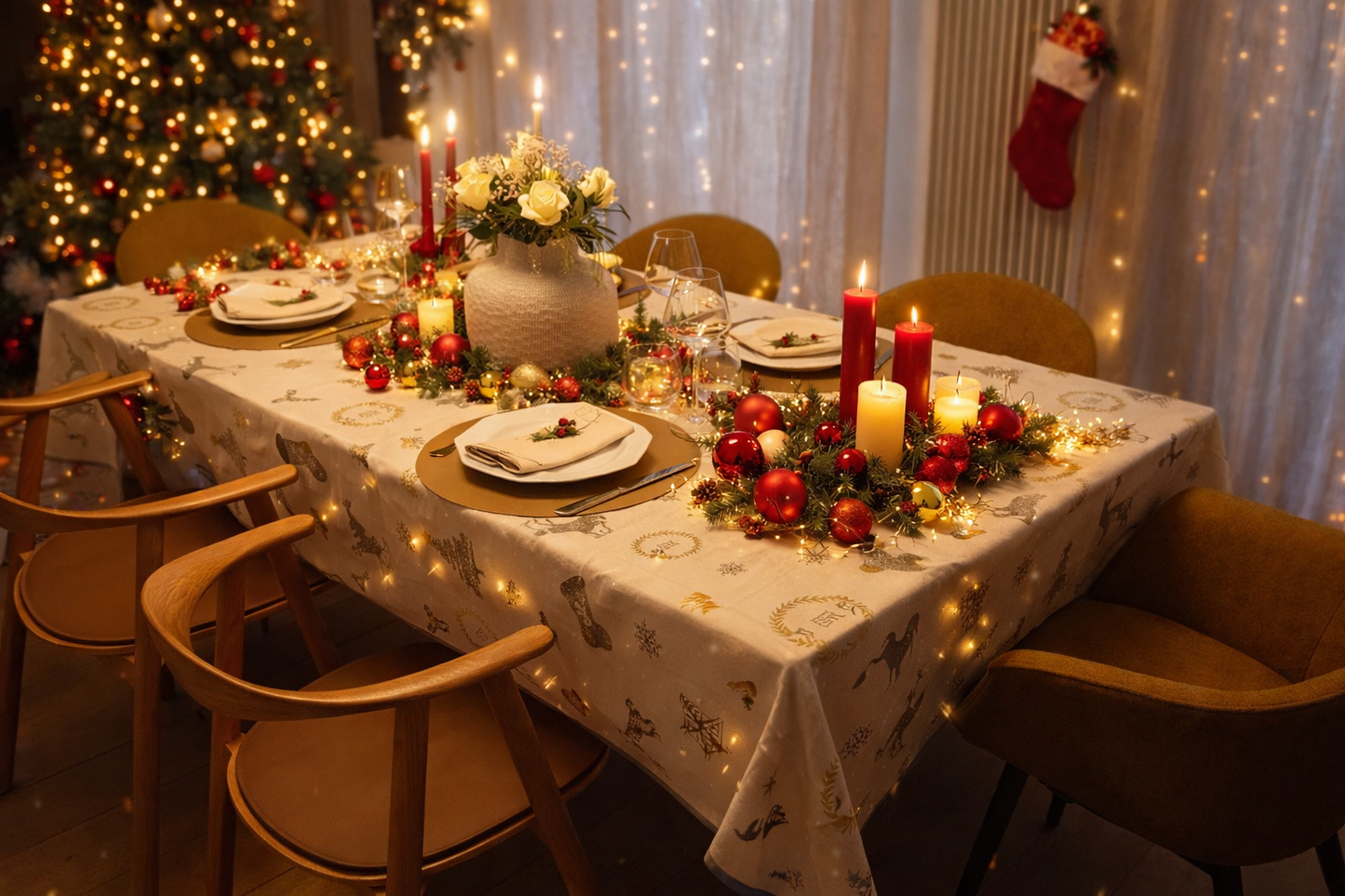 Nappe de Noël "Sapin" - rectangulaire 150 x 200 cm