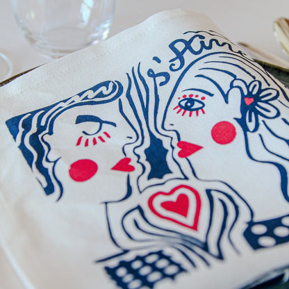 Geschenkset mit 4 Servietten „La Collab avec Jana“ – 4 Motive | Die Stoffserviette