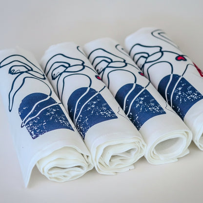 Coffret de 4 serviettes de table - La Serviette de Table - Linge de table -  "Les âmes sœurs"