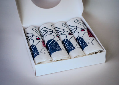 Coffret de 4 serviettes de table "Les âmes sœurs"