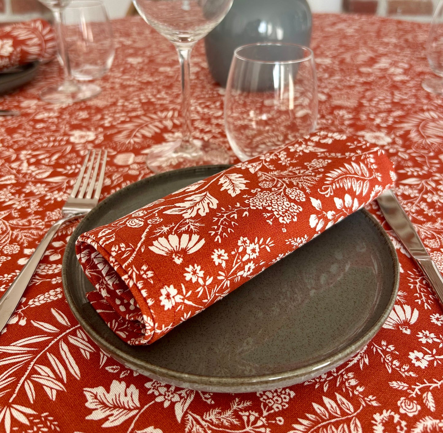 La nappe en tissu "Terra Cotta" carrée 150 x 150 cm