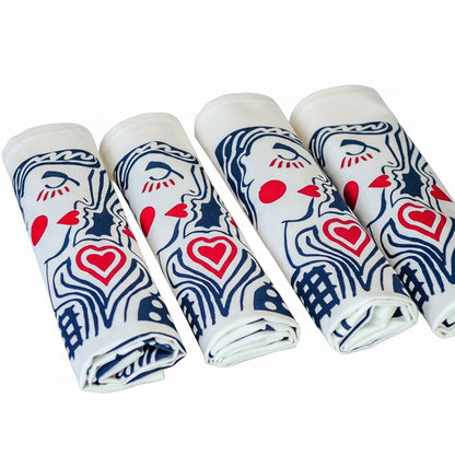 Coffret 4 serviettes Les Etenels Amoureux ouvert Jana