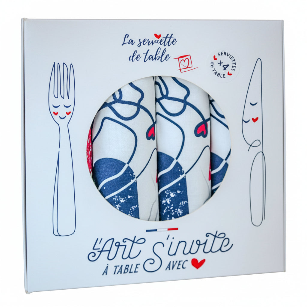 4 serviettes de table Les Ames Soeurs - La Serviette de Table