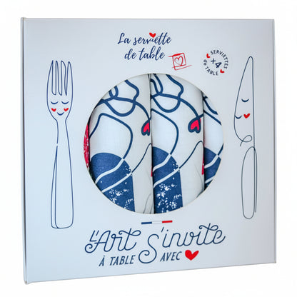 4 serviettes de table Les Ames Soeurs - La Serviette de Table