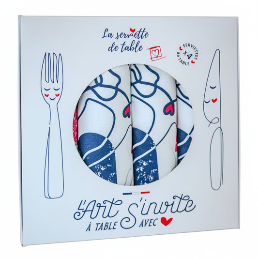 4 serviettes de table Les Ames Soeurs - La Serviette de Table