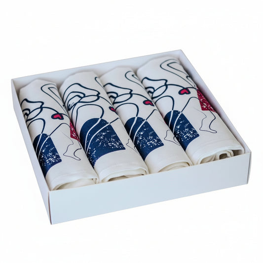 Coffret de 4 serviettes de table - La Serviette de Table - Linge de table -  "Les âmes sœurs"
