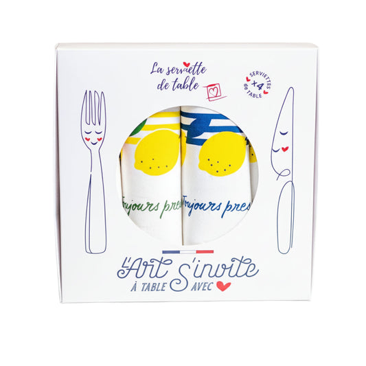 Coffret de 4 serviettes citron 