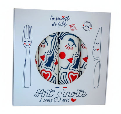 Coffret La Serviette de table - 4 serviettes - Eternels amoureux