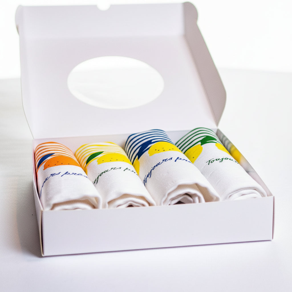 Coffret de 4 serviettes citron 