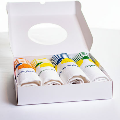 Coffret de 4 serviettes citron 