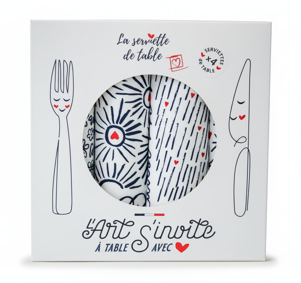 Coffret de 4 serviettes de table " Les 4 saisons" de Jana
