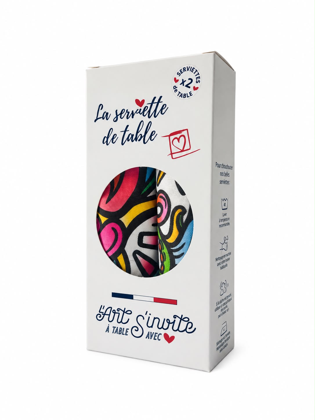 Geschenkset mit 2 Servietten "Eternels Amoureux" Kollaboration Jana | La Serviette de Table