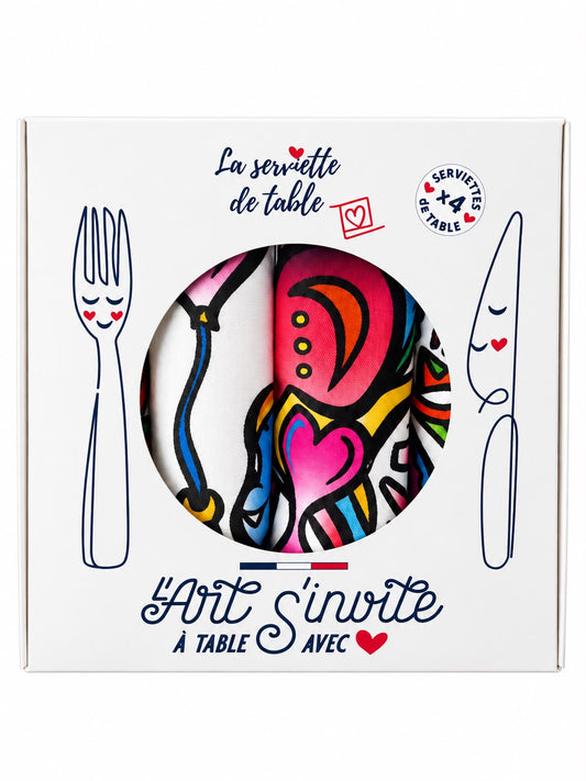 Coffret 4 serviettes de table en collab avec Christopher Lecoutre - 4 oeuvres