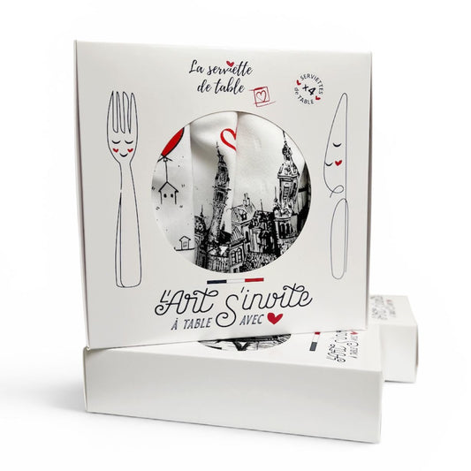 Coffret 4 Serviettes - La Collab avec Vincent Lelievre  - 4 Motifs | La Serviette de Table