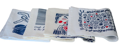 Geschenkset mit 4 Servietten „La Collab avec Jana“ – 4 Motive | Die Stoffserviette
