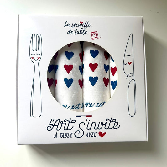 Coffret de 4 serviettes de table - La Serviette de Table - Linge de table - "La vie est belle"