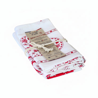 La serviette de Noël en tissu "cœurs de Noël"