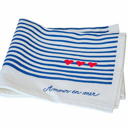 La serviette de table marinière "Amour en mer"