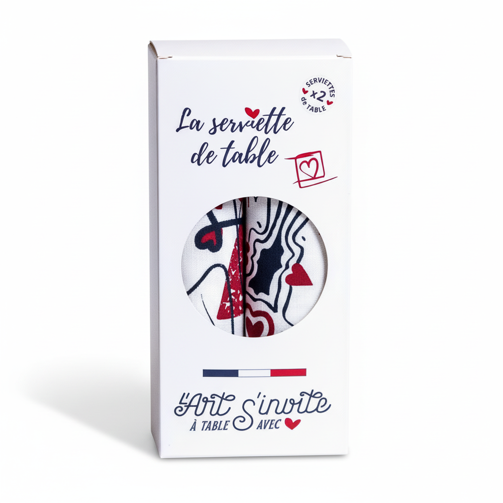 Le coffret de 2 serviettes de table -  "Ames-soeurs" et "Eternels Amoureux"