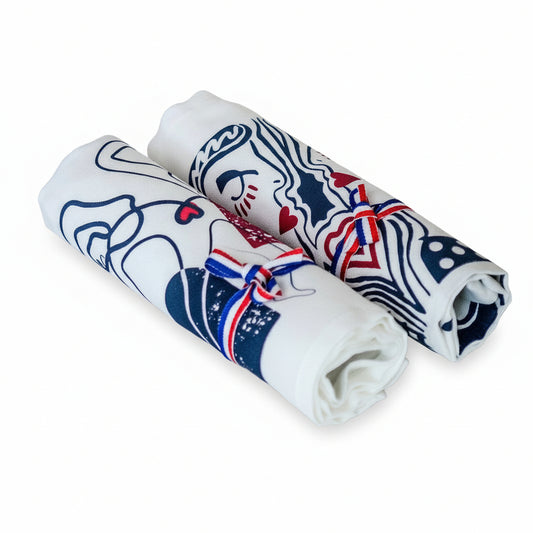 Le coffret de 2 serviettes de table - La Serviette de Table - Linge de table -  "Ames-soeurs" et "Eternels Amoureux"