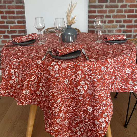 Lot nappe 150x150 cm + 4 serviettes "Terracotta" | La Serviette de Table