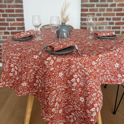 Nappe carrée terracotta 150 x 150 cm en coton