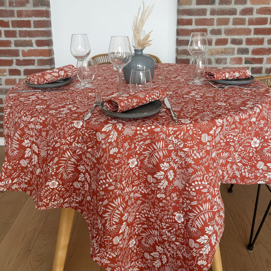 Nappe carrée terracotta 150 x 150 cm en coton
