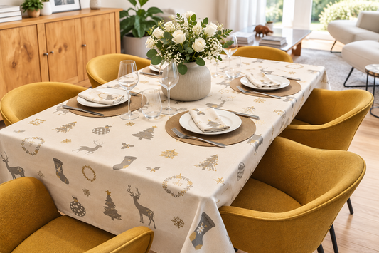 Nappe de Noel sapin beige