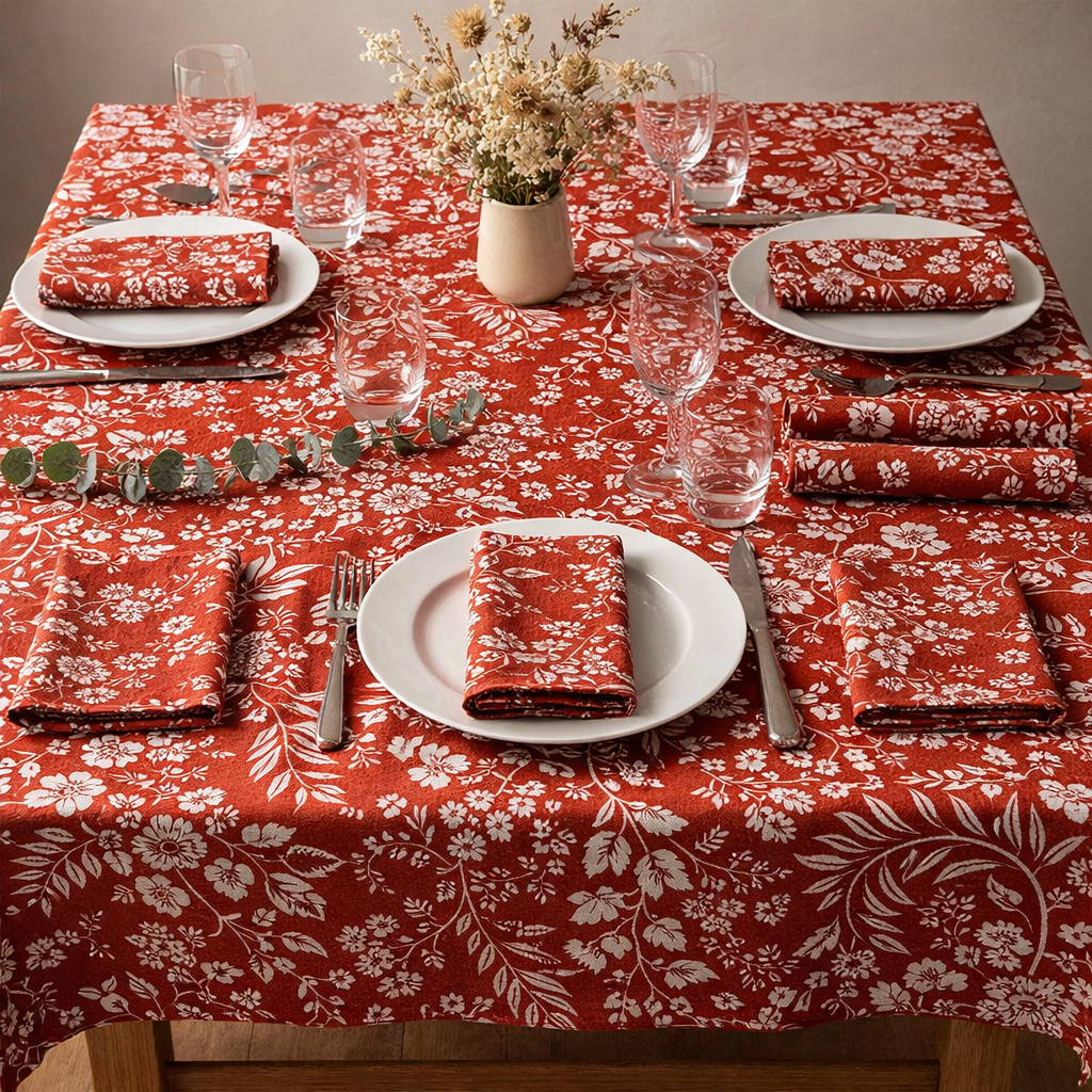 Lot d'une nappe de 200 x 150 cm + 4 serviettes de table "Terracotta"