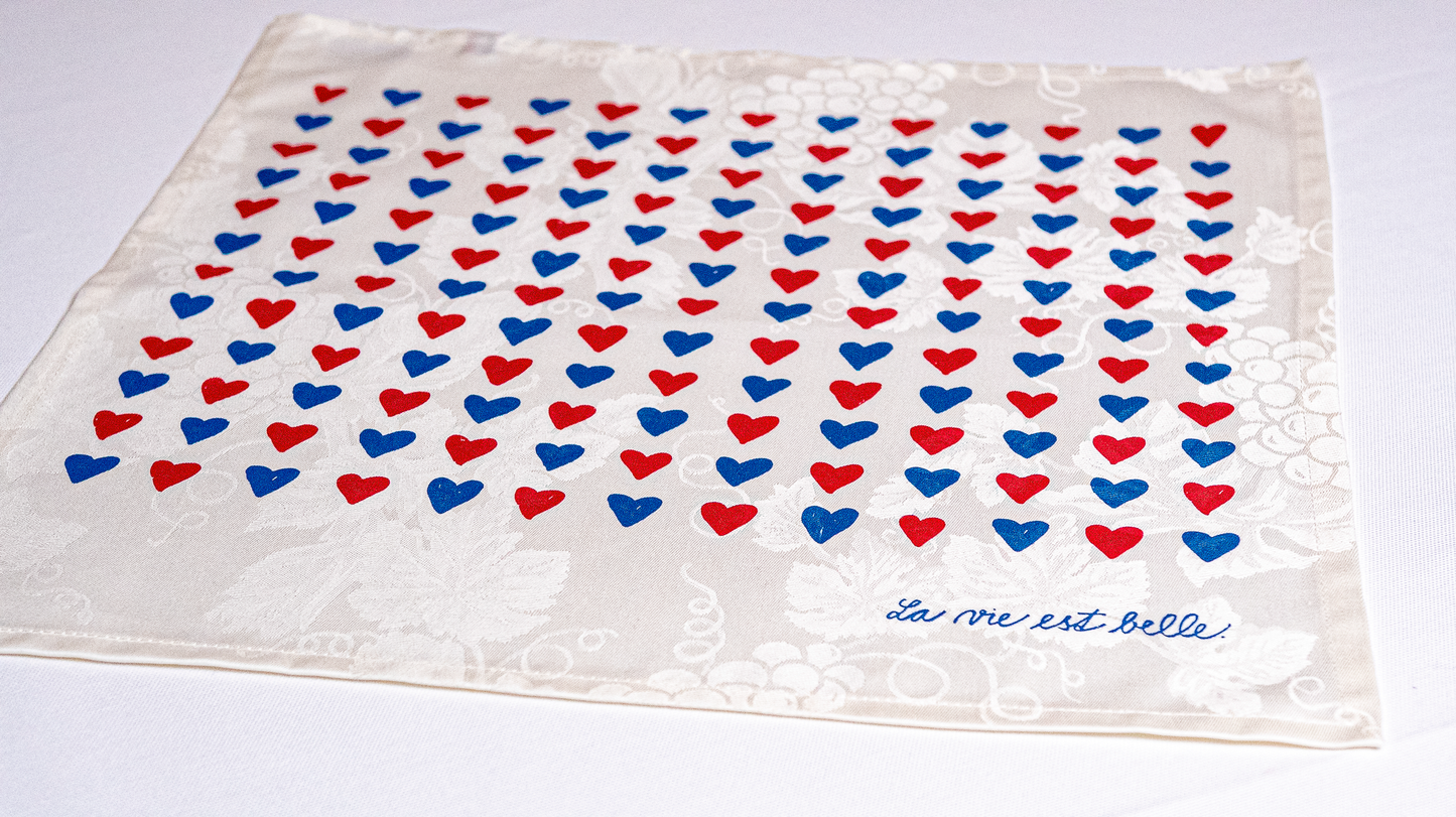 Coffret de 2 serviettes de table - La Serviette de Table - Linge de table - "La vie est belle"