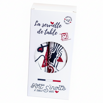 Coffret de 2 serviettes - La Serviette de Table - Linge de table - "Eternels Amoureux"