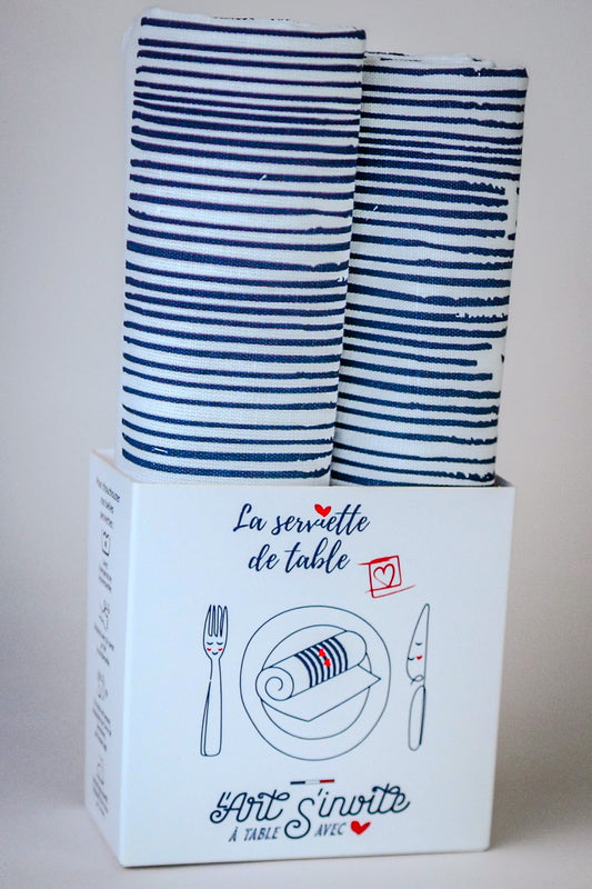 Le coffret de 2 serviettes de table - Linge de table - "Amour à la plage"