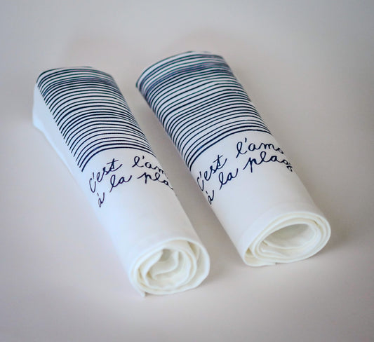 Le coffret de 2 serviettes de table - Linge de table - "Amour à la plage"